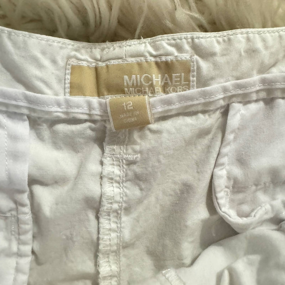 MICHAEL Michael Kors Women's White Bermuda Shorts Zipper Pockets Size 12 - Picture 5 of 8